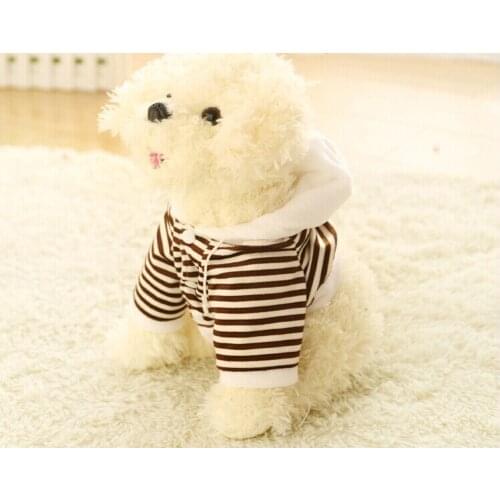 About 35cm cartoon white squatting ted dog dresseed stripes cloth dog plush toy soft doll christmas gift b2895