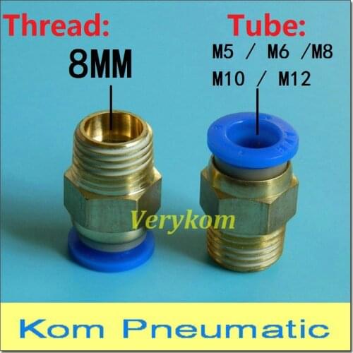 Wholesale 100pcs/Lot Pneumatic Metrica Male Straight Air Fitting 8MM Tube Pipe Hose Push In M5 M6 M8 M10 M12 Quick Connector