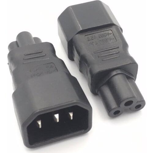 IEC 320 C14 3-Pin Male To C5 3-Pin Female Straight Power Plug Converter Adapter