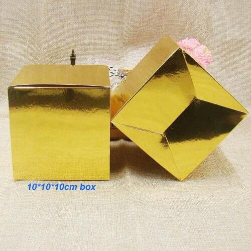 50pcs DIY handmade gold foil paper gift packing box white/kraft/black wedding /candy favor display box 10*10cm size
