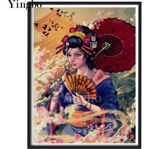 Full Square Round 5D Diamond Painting Japanese Geisha woman Diamond Embroidery Mosaic full Diamond stitch Cross 5D Art