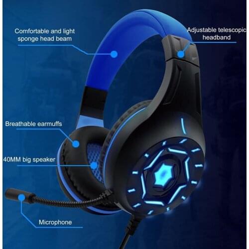 Wired Luminous durable Heavy Bass Headset Noise Reduction Gaming Headphone with Mic for laptop, computers