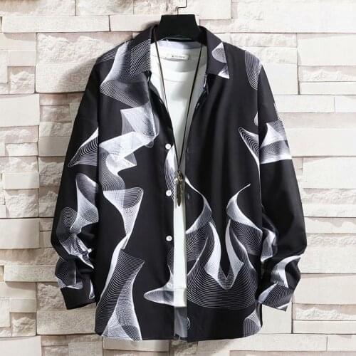 Summer Mens Shirts Korean Fashion Long Sleeve Graphics Shirts Streetwear Tops Men Casual Trend Harajuku Men Clothing Shirts Men