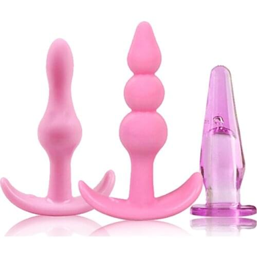 Silicone Butt Plug Anal Beads Plug Expander Prostate Massager G Spot Dildo 3 Types/Set Masturbation Adult Sex Toys For Men Women