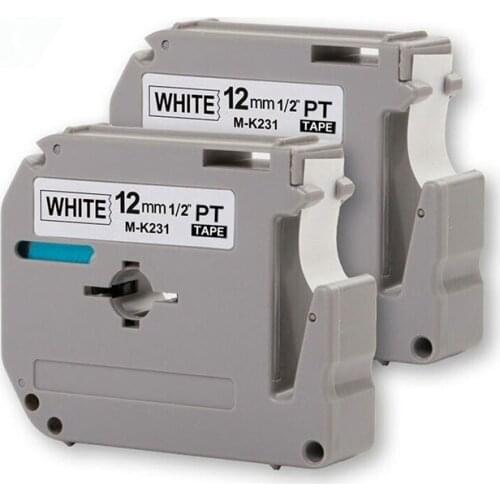 Compatible Brother M tape Black on White 12mm X 8m M-K231 MK231 M231 M K231 MK-231 label catridge