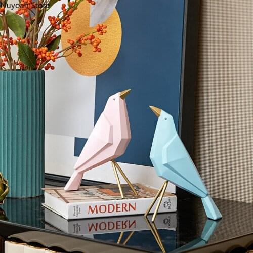 Home Decoration Animal Ornaments Nordic Creative Resin Geometric Bird Crafts Ornaments Cute Living Room Decoration Accessories
