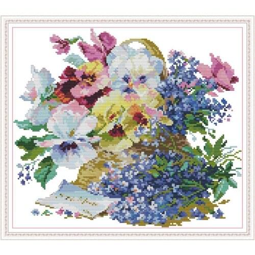 Everlasting Love Oil Painting Flowers Chinese Cross Stitch Kits Ecological Cotton Printed 14C DIY Christmas Decorations For Home