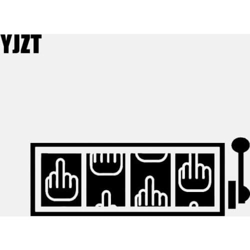 YJZT 14.6CM*5.2CM Cartoon Vinyl Decal Car Sticker Middle Finger Black/Silver C3-1910
