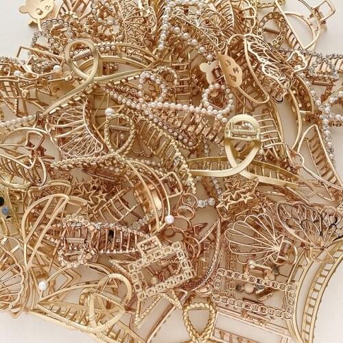 Metal Butterfly Catch Clip Korea Large Back Head Hair Jewelry Headdress Female Rhinestone Pearl Hairpin Elegant Shark Clip