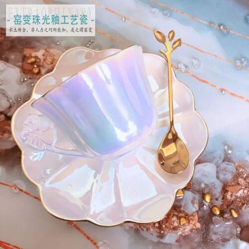 Pearl light luxury afternoon tea, flower tea set, British ceramic flower tea cup, domestic fruit boiling teapot can be heated