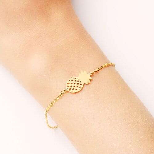 DOTIFI Stainless Steel Bracelet For Women Gold And Silver Color Pineapple Pulseira Feminina Lovers Engagement Jewelry