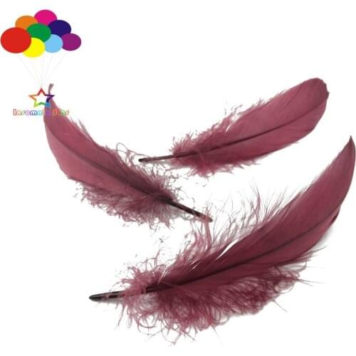 100 Pcs wine red Goose Feathers Dyed 15-20 Cm/6-8 Inch Diy Stage Props Decor Headress Carnival Costume crafts