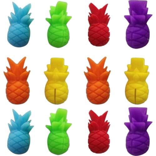 12pcs Pineapple Shape Wine Glass Markers Silicone Wine Identifier Drinking Cup Sign (6 Colors)