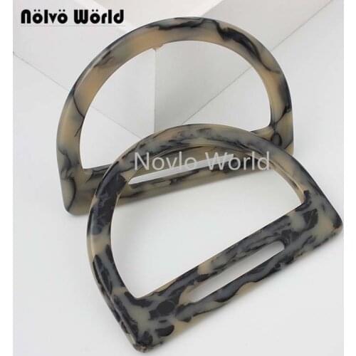 2-10-20 Peices 11X8cm Resin Handled Ladies Bag Purse Lucite Handle D-shaped Leather Purse Handbag Handle