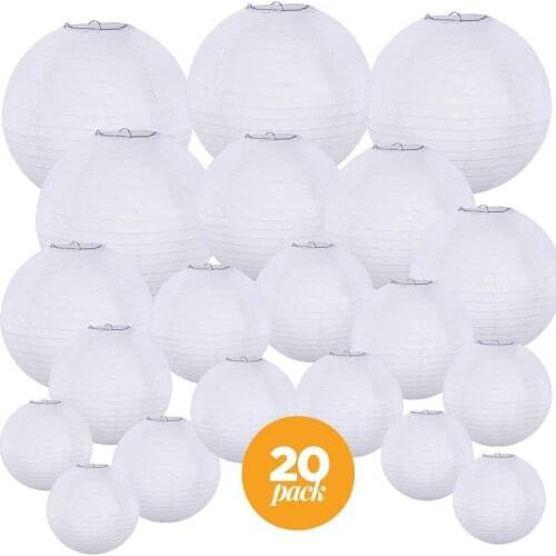 20 pcs Pack Chinese Papier Lampion 4-12inch Paper Lantern Hanging Lanterns Ball Wedding Christmas Event Party Decorations
