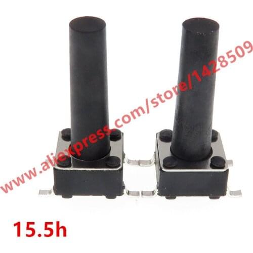 200pcs/Lot Black 6*6*15.5MM SMD four feet Copper feet high temperature resistant Light touch switch