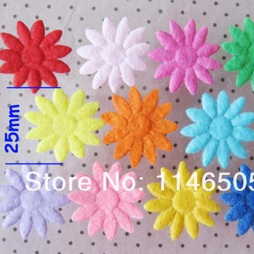 200PCS Mixed Color Cute Flower 25mm Felt Appliques for DIY Sewing Supplies for craft accessorie Sew-On scrapbooking products