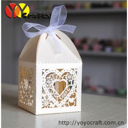 FREE SHIPPING free logo new design party supply customizable heart paper laser cut wedding candy box