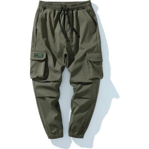 Autumn men cargo pockets pants high street wear cool safari style pants loose fashion korea style pants army green