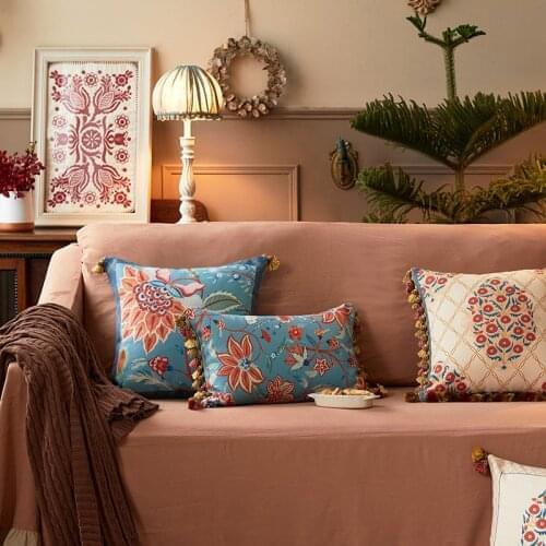 Cabernet Chair Back Cushion Cover Wool Throw Pillow Case Square Decorative Pillowcase 18x18 Inch AB double side print flower