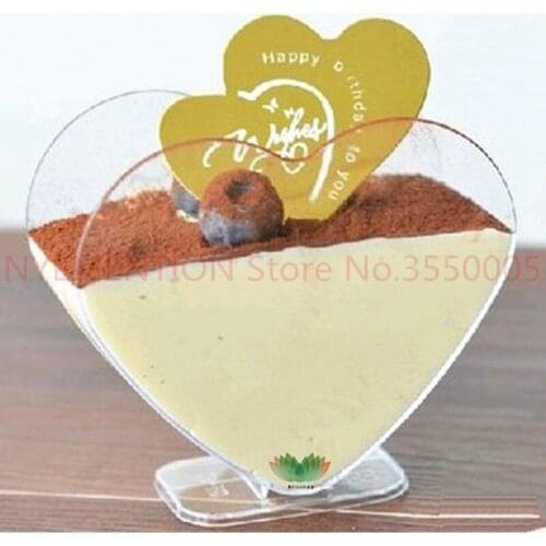 Event Party Wedding Festival Suppliers, Disposable Plastic Tableware, 110ml Heart Dessert Cup, 500pcs