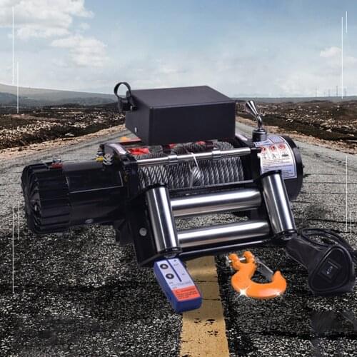 Electric Winch Off-Road Heavy Duty Car Trailer Remote Control Steel Cable Electric Winches Kit