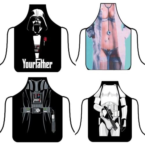 Halloween Series Funny Novelty BBQ Party Apron Muscle man Woman Apron For Men Sexy Kitchen Apron