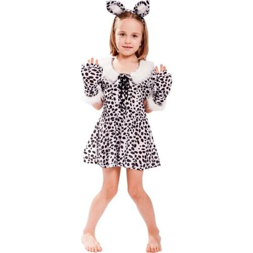 Cosplay costumes Animal Tiger Leopard Dress Halloween costume for girls Cute Cartoon Dress+Headdress+Gloves Carnival uniforms