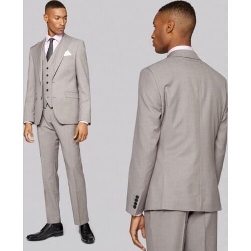 Handsome Summer Men Tuxedos 3 Pieces Set Peaked Lapel Slim Fit Suits Party Wedding Smart Casual Daily Coat