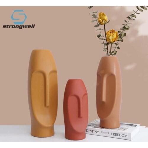 Strongwell Creative Human Face Vases Flower Pots Home Decoration Ornaments Living Room Decoration Flower Arrangement Crafts