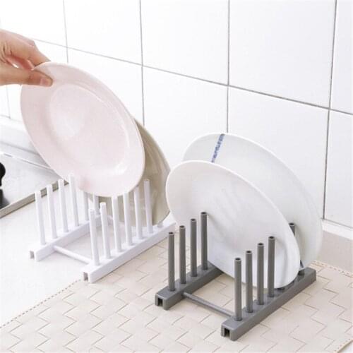 Lid Plate Dish Dry Rack Storage Sink Holder Dish Plate Organizer Drainer Kitchen Storage Plastic Plate Cups Holder Storage Rack