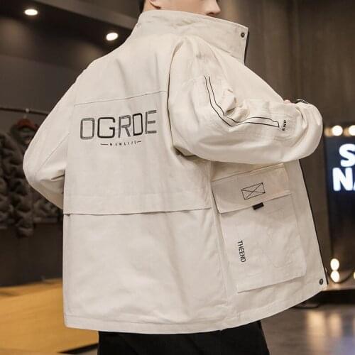 2021 mens men jacket coat spring autumn fashion handsome loose leisure tooling function streetwear windbreaker hip hop clothes