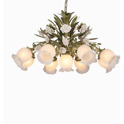 Led e27 European Iron Ceramic Glass Flower Shaped LED Lamp LED Light.Pendant Lights.Pendant Lamp.Pendant light For Bedroom Foyer