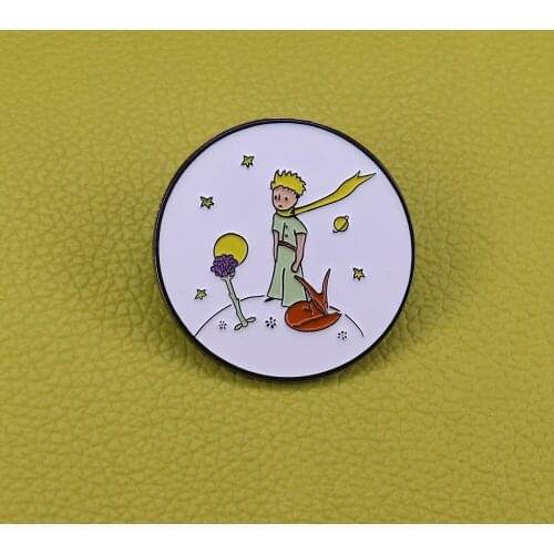 The little prince with cute fox badge galaxy planet pins simple art jewelry kids gift