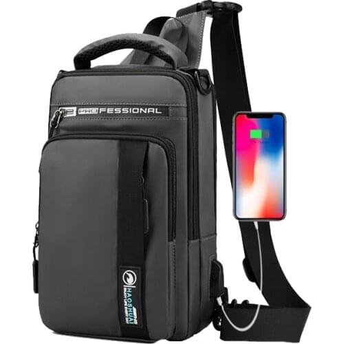 Fashion 2021 New Mens Bag Waterproof Nylon One Shoulder Crossbody Bags USB Chargeable Small Backpack Chest Messenger Cool Bag