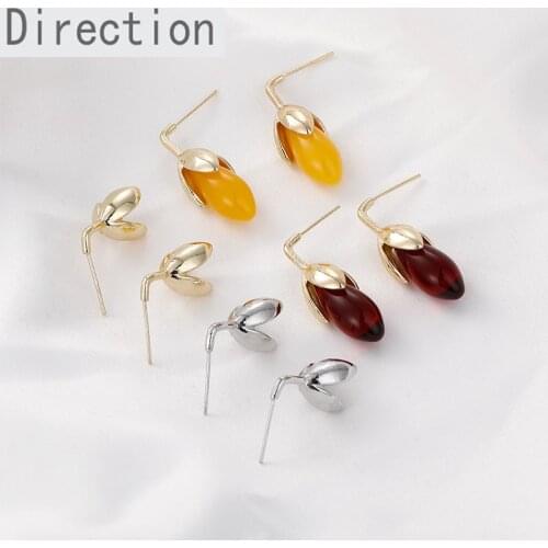 Super cute amber tulip earrings girl soft girl high sense ins retro drop earrings diy earrings accessories A pair