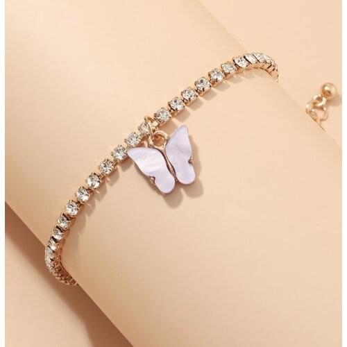 New 1pc Fashion Butterfly bracelet Creative Adjustable Rhinestone Decor Bracelet Butterfly Pendant Bracelet Jewelry Accessories