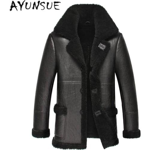 New Arrival Men Leather Jacket Black Winter Minus 40.Full Warm Fur Men Coat Sheepskin Genuine Leather Slim For Men YYJ0060
