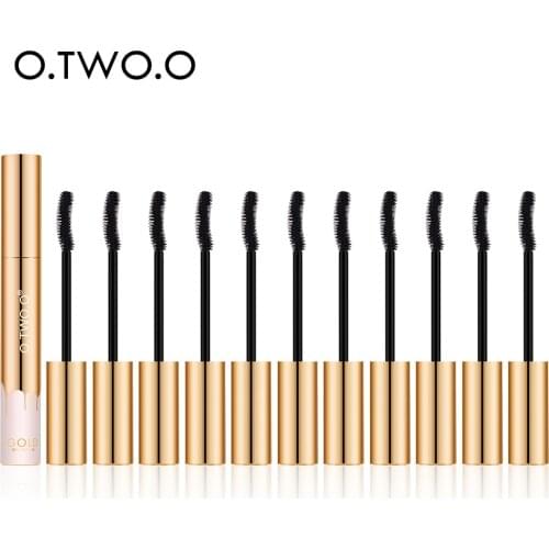 O.TWO.O 12pcs/set 3D Mascara Lengthening Black Lash Eyelash Extension Eye Lashes Brush Gold Color Mascara Makeup Kit