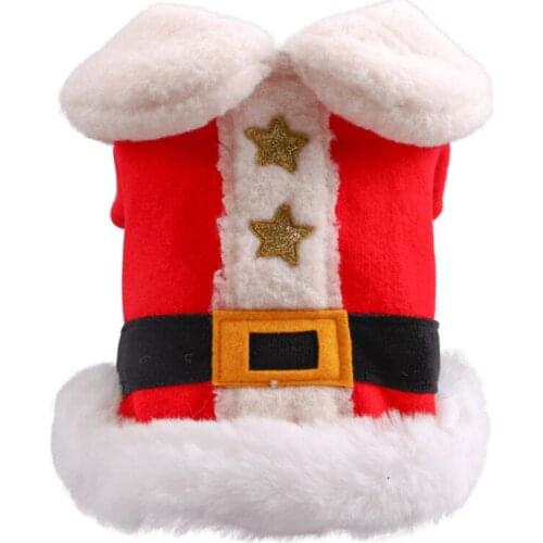 Dog clothes Santa Pet Costume Christmas Role Play Clothes Hooded Festive Cotton Coat Jackets For chihuahua Small Medium Dog