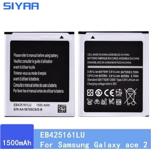 SIYAA Original EB425161LU Battery For Samsung Galaxy ace 2 i8160 Trend Duos S7562 S3 mini 8190 High Capacity 1500mAh Battery