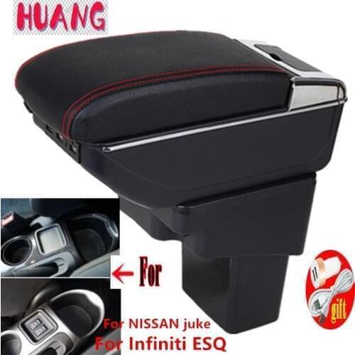 Armrest Box for Nissa Juke Infiniti ESQ Center Centre Console Storage Double layer leather ashtray USB Charging accessories box