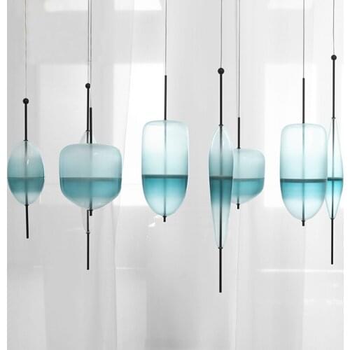 Blue chromatography Italian design lamp pendant light Lake of Venice Blue gradient Simple Peaceful Pure pendant lighting glass