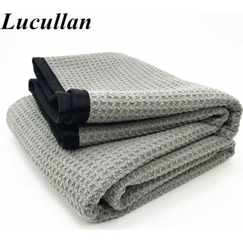 Lucullan 2 Sizes (16"x24")(24"x35")Car Drying Clothes Super Absorbancy Waffle Weave Glass and Window Microfiber Towel