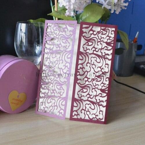 Laser cut invitation cards for Chinese new year, auspicious clouds happy new year card red