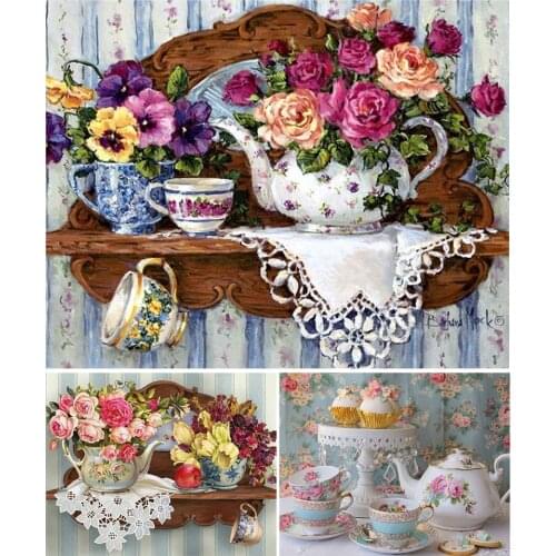 Sale 5D DIY Diamond Painting Flower Fruit Kit Full Drill Square Embroidery Mosaic Art Picture of Rhinestones Kitchen Decoration