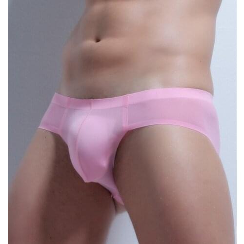 Sexy Underwear Men Briefs Shorts homme Ice Silk Seamless Panties Man Solid Slim Low Waist U Convex Pouch Underpants M-3XL