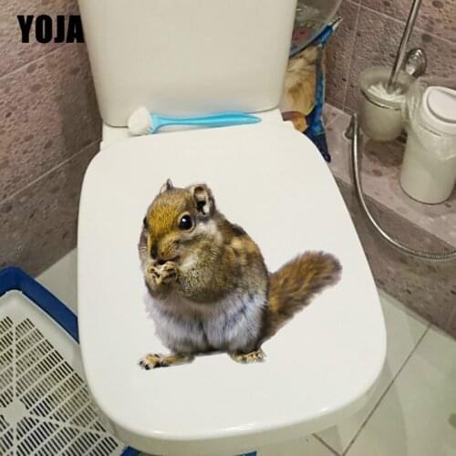 YOJA 23.8×21.3CM Squirrel Cute Aniaml WC Toilet Decoration Stickers Personality Home Room Wall Accessories T1-2709