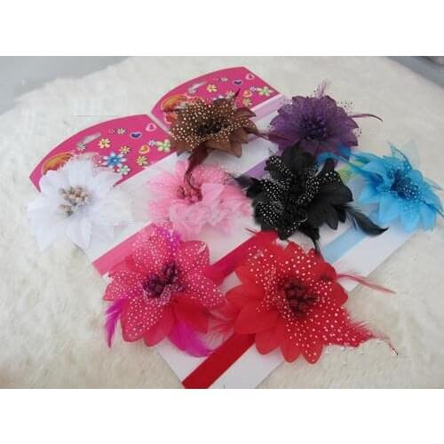 200pcs top quality 8 Colors 4" Gerbera Rose Childrens Hair Accessories Girls Flower Clip +1.6*19cm Headbands