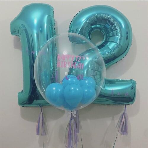 32inch Tiffany Foil Number Balloons Latex Happy Birthday Party Decor Balloon Adult/Kid Baby Shower/Wedding Decoration Supplies